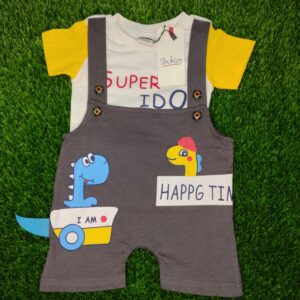 Baby Romper - Yellow and ash Color