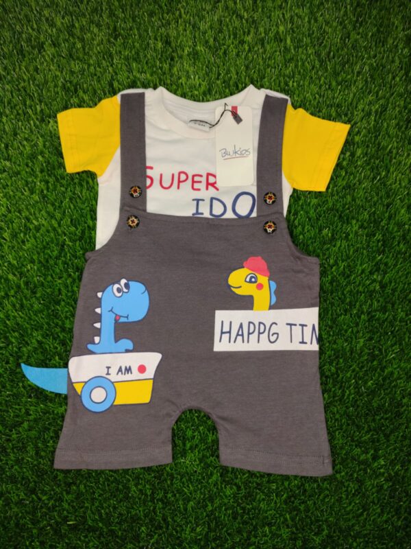 Baby Romper - Yellow and ash Color